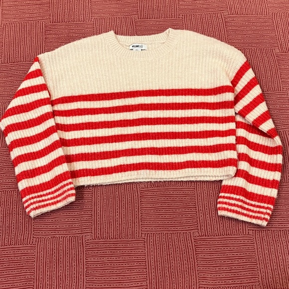 William Rast women’s small Cream with red stripes chunky Knit WOOL blend Sweater - Picture 1 of 13